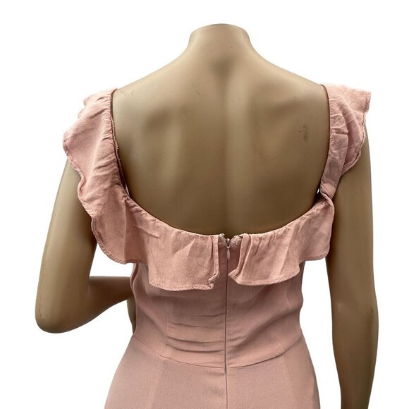 Reformation Verbena Off the Shoulder Ruffle Gown Short Sleeve Blush Pink Size 4 - Picture 7 of 14